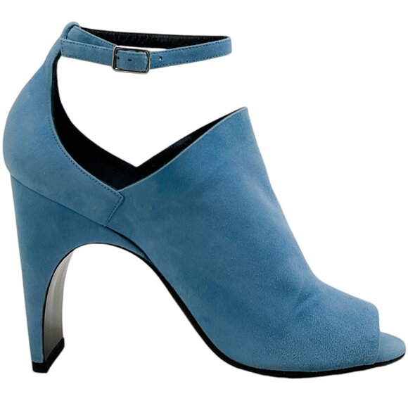 Pierre Hardy Blue Suede Caress Peep Toe Shooties with Ankle Strap - Picture 2 of 8